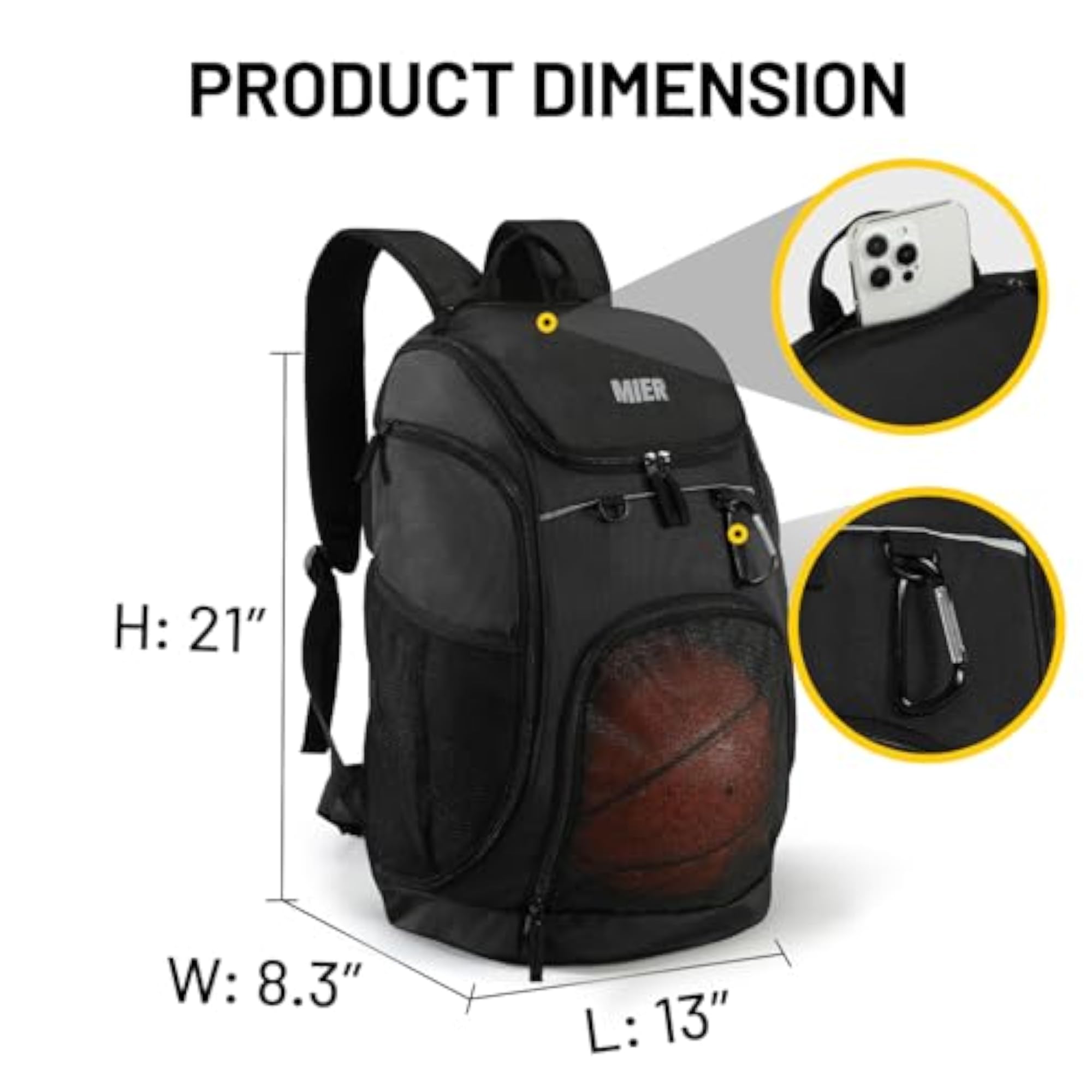 Large Sports Backpack with Pocket for Gym